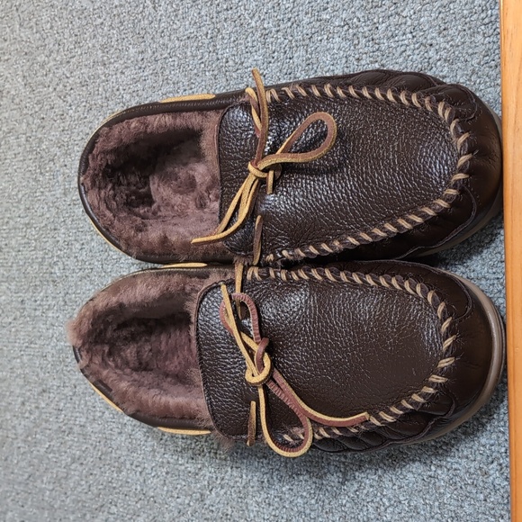 L.L. Bean Wicked Good Moccasins Moosehide Slipper Chocolate Brown Size 11.0 - Picture 3 of 14